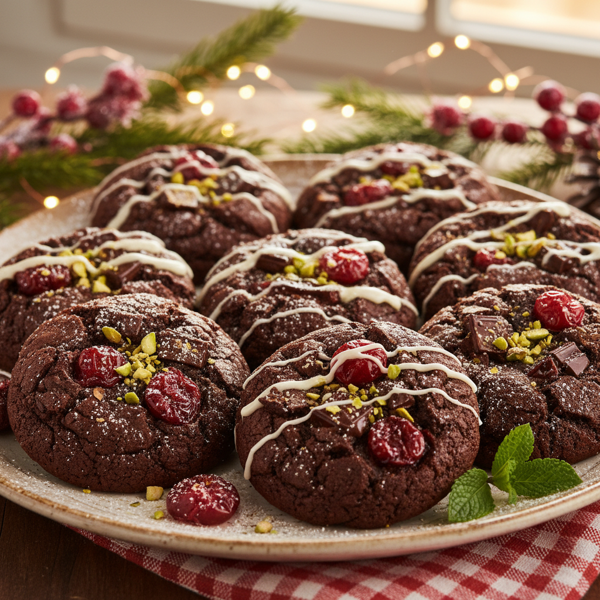 Festive Chocolate Cherry Delight Cookies recipe