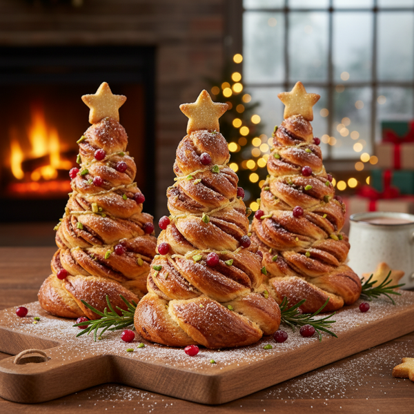 Festive Christmas Bread Trees recipe