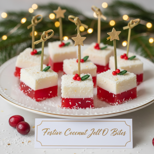 Festive Coconut Jell-O Bites recipe