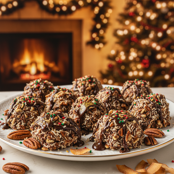 Festive Coconut Pecan Chocolate Delights recipe