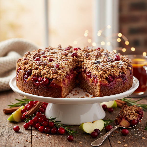 Festive Cranapple Crunch Cake recipe