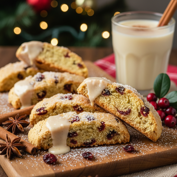 Festive Cranberry Eggnog Biscotti recipe