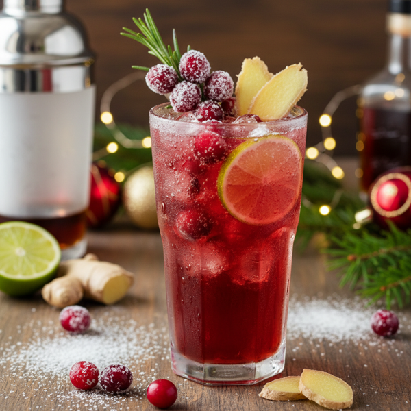 Festive Cranberry Ginger Rum Cooler recipe