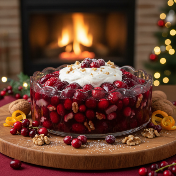 Festive Cranberry Walnut Jello Salad recipe