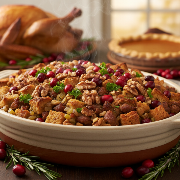 Festive Cranberry Walnut Stuffing recipe