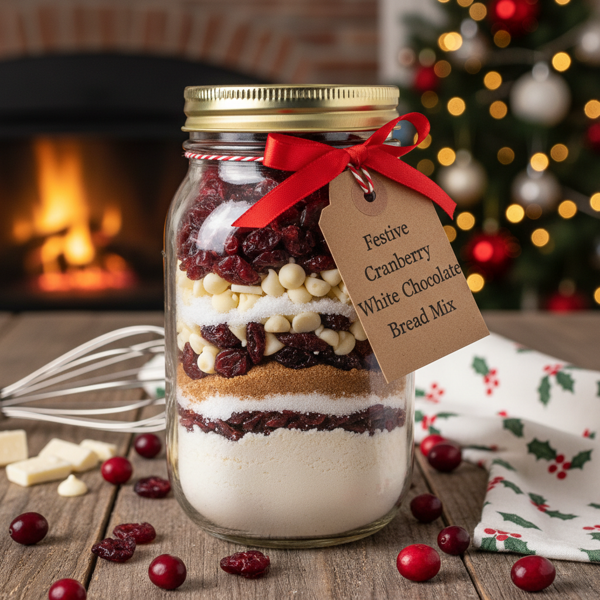 Festive Cranberry White Chocolate Bread Mix in a Jar recipe