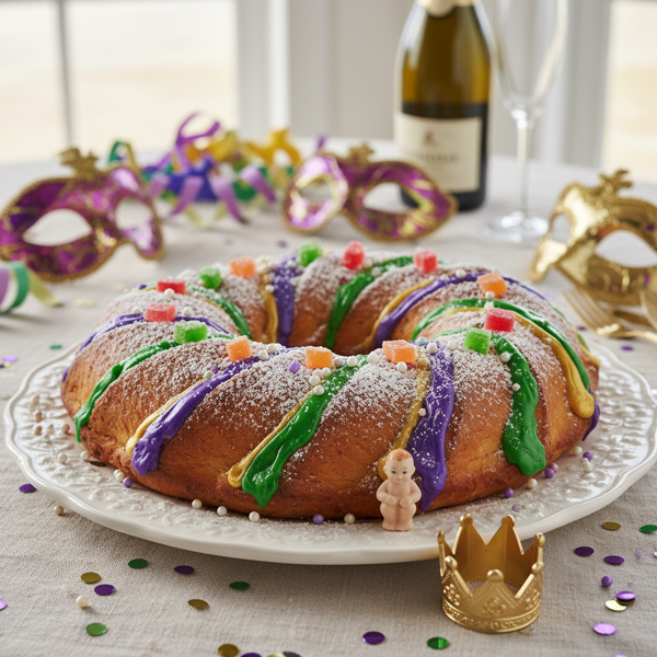 Festive Crescent King Cake recipe