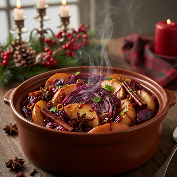 Festive Crock Pot Spiced Red Cabbage with Apples and Pears recipe