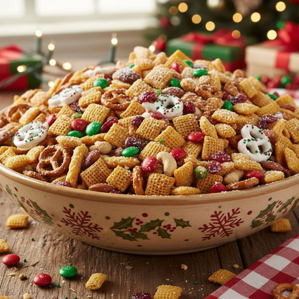 Festive Crunchy Chex Mix recipe