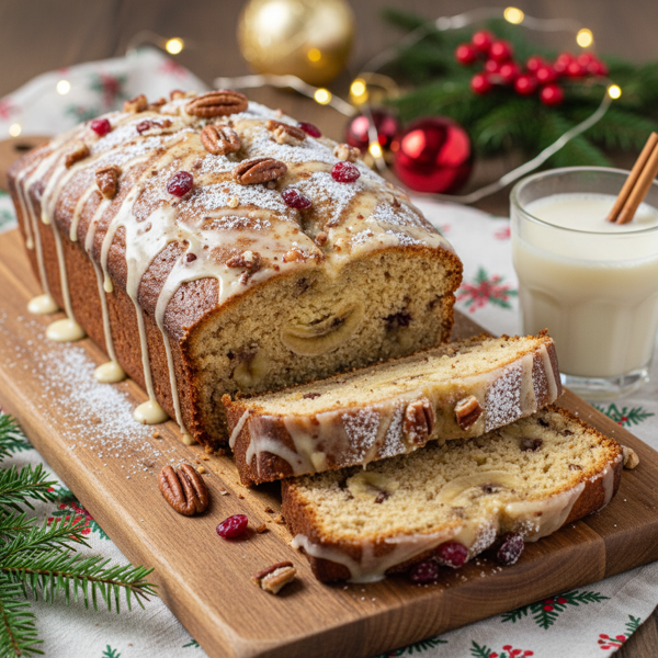 Festive Eggnog Banana Bread Delight recipe