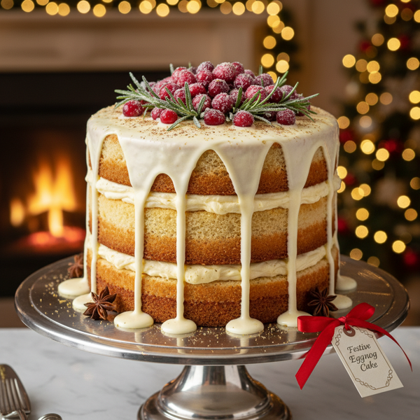 Festive Eggnog Cake with Rum-Infused Glaze recipe