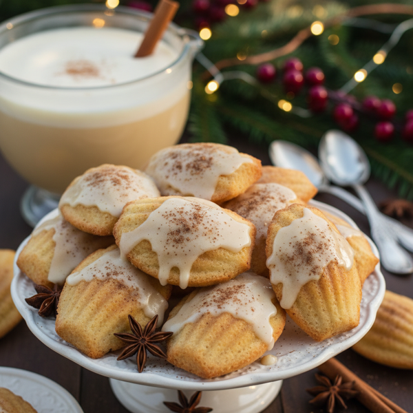 Festive Eggnog Madeleines with Nutmeg Glaze recipe
