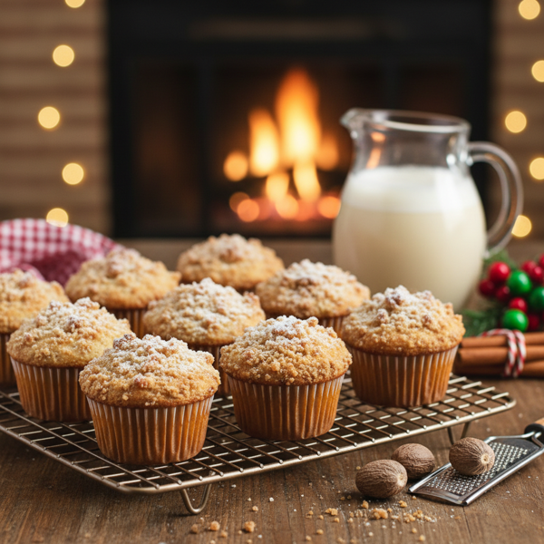 Festive Eggnog Muffins with Nutmeg Crumble recipe
