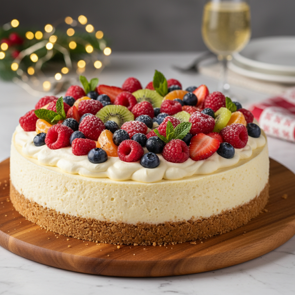 Festive Fruit and Mascarpone Cream Cheesecake recipe