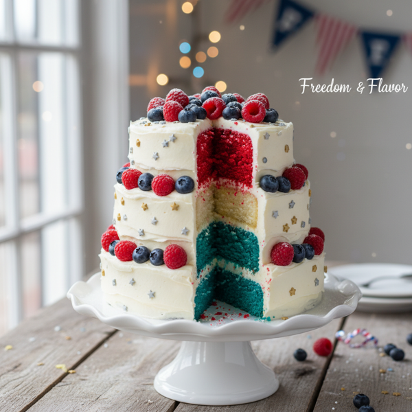 Festive Gluten-Free Red, White & Blue Velvet Cake recipe