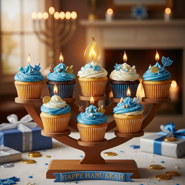 Festive Hanukkah Cupcake Menorah recipe