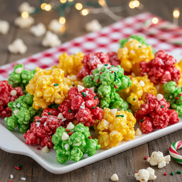 Festive Jello Popcorn Clusters recipe