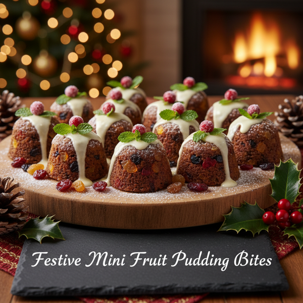 Festive Mini Fruit Pudding Bites recipe