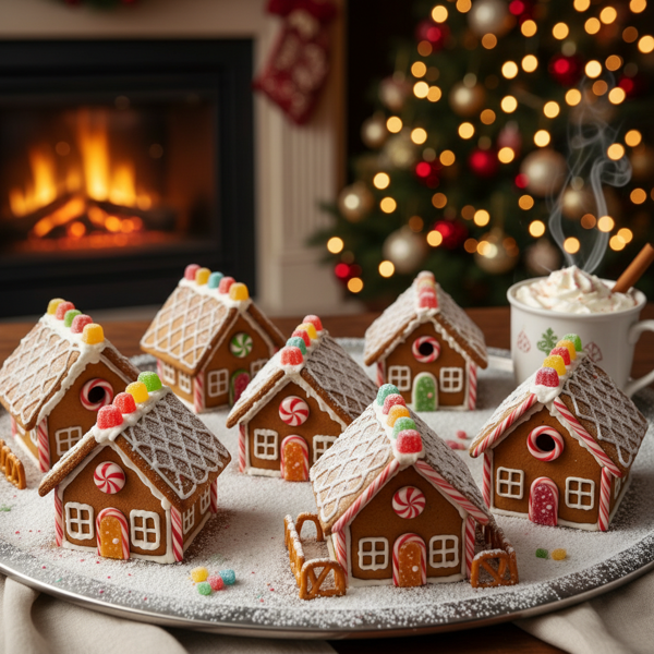 Festive Mini Gingerbread Houses recipe