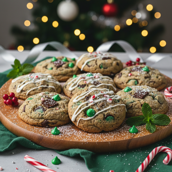 Festive Minty Chocolate Chip Cookies recipe