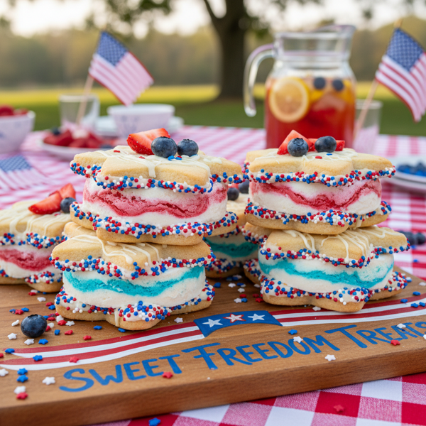 Festive Patriotic Ice Cream Sandwiches recipe