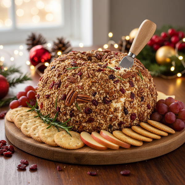 Festive Pecan-Crusted Cheese Ball recipe