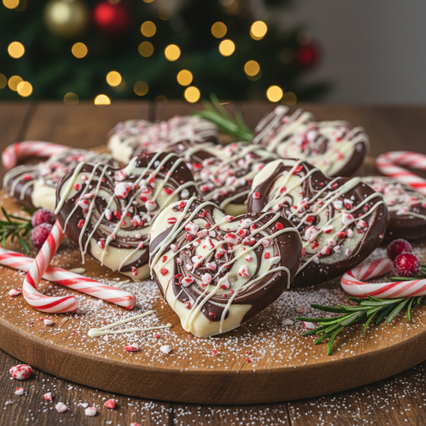 Festive Peppermint Bark Hearts recipe