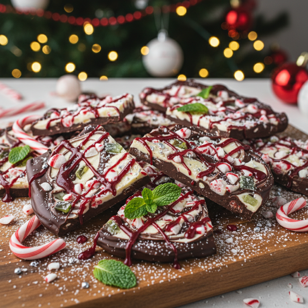 Festive Peppermint Chocolate Bark recipe