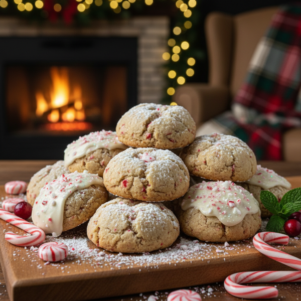 Festive Peppermint Snowball Bliss Cookies recipe