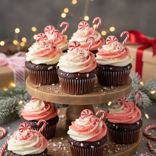 Festive Peppermint Swirl Cupcakes recipe