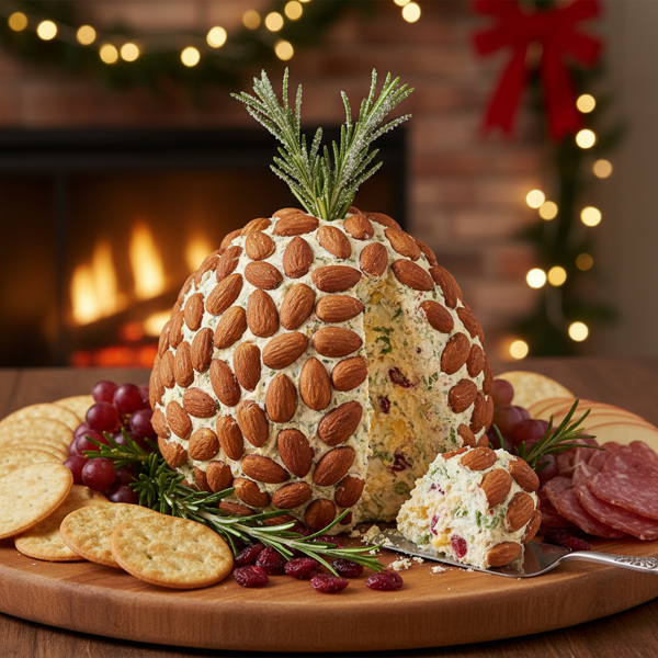 Festive Pinecone Cheese Ball Delight recipe