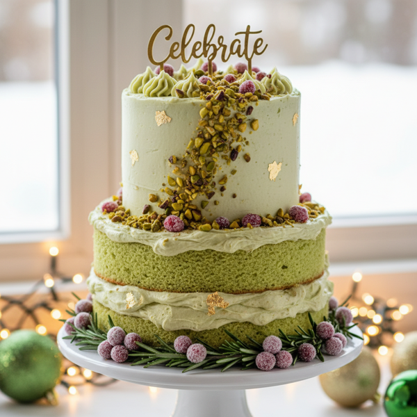 Festive Pistachio Celebration Cake recipe