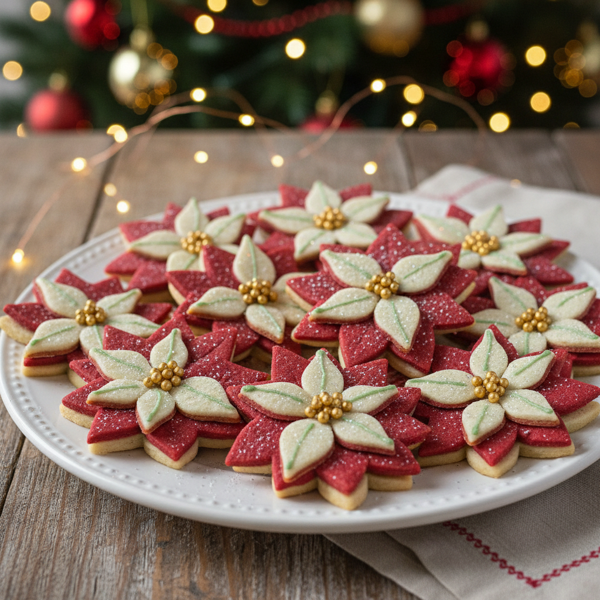 Festive Poinsettia Blossom Cookies recipe