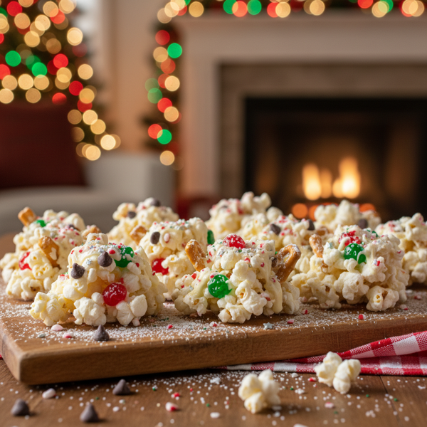 Festive Popcorn Marshmallow Treats recipe