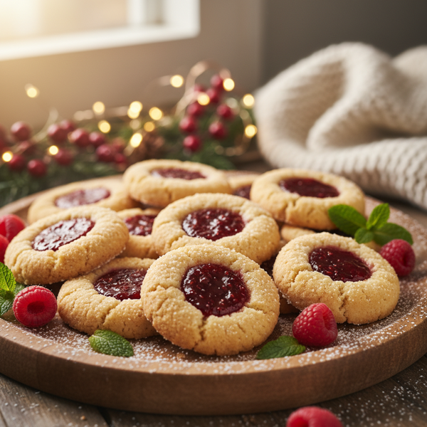 Festive Raspberry Thumbprint Delight Cookies recipe