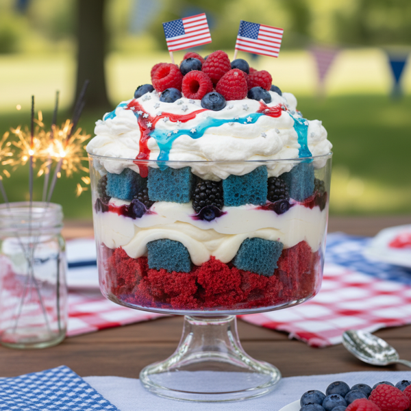 Festive Red, White & Blue Trifle Delight recipe