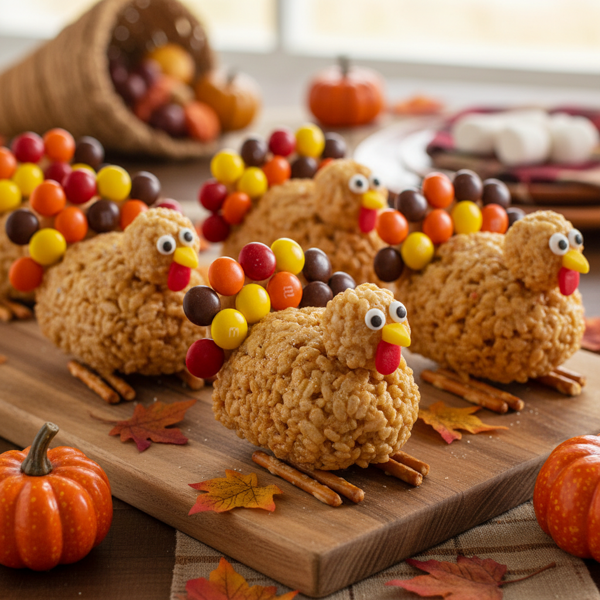 Festive Rice Krispie Turkey Treats recipe
