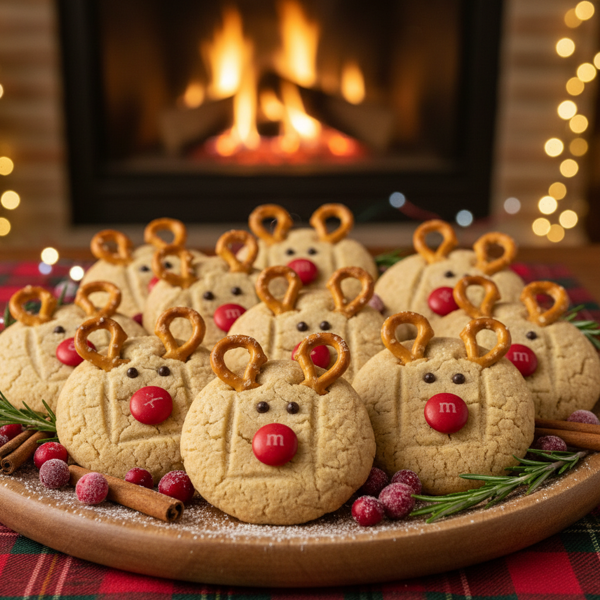 Festive Rudolph Peanut Butter Cookies recipe