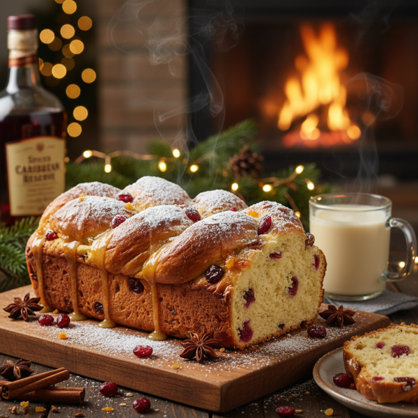 Festive Rum-Infused Eggnog Bread recipe