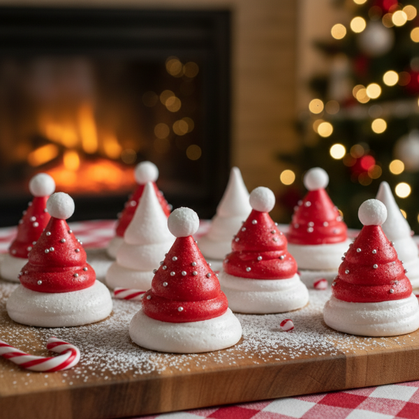 Festive Santa Hat Meringue Cookies recipe
