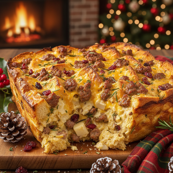 Festive Sausage and Cheese Breakfast Bake recipe
