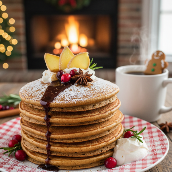 Festive Spiced Gingerbread Pancakes recipe