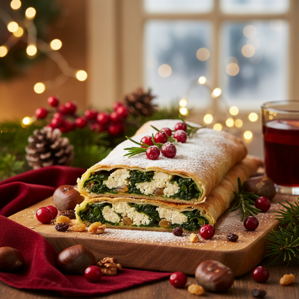 Festive Spinach and Cheese Strudel recipe
