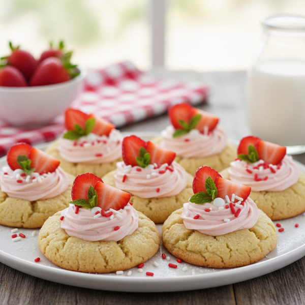 Festive Strawberry Cream Thumbprint Cookies recipe