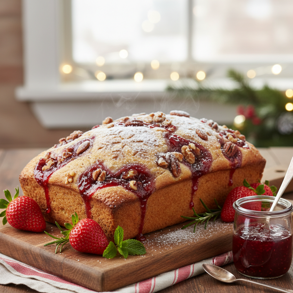 Festive Strawberry Jam Nut Bread recipe
