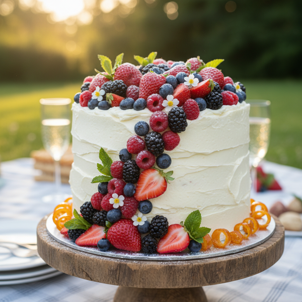 Festive Summer Berry Delight Cake recipe
