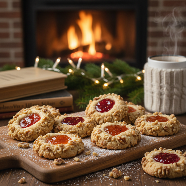 Festive Walnut Thumbprint Jam Cookies recipe