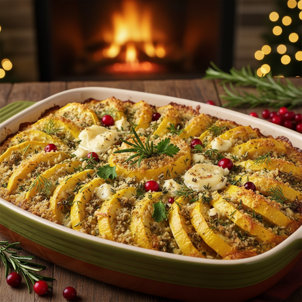 Festive Yellow Squash and Herb Casserole recipe