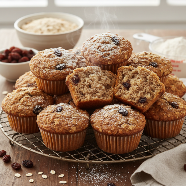 Fiber-Packed Whole Wheat Oatmeal Raisin Muffins recipe
