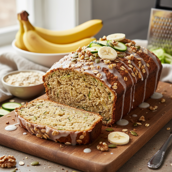 Fiber-Packed Zucchini Banana Oat Bread recipe